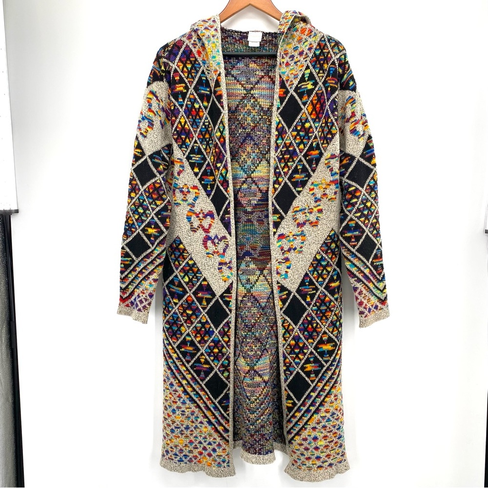 Northern Angel Anthropologie Multicolored Rainbow Cardigan Sweater Duster